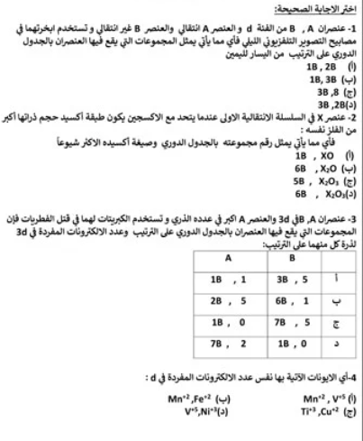 امتحانات كيمياء